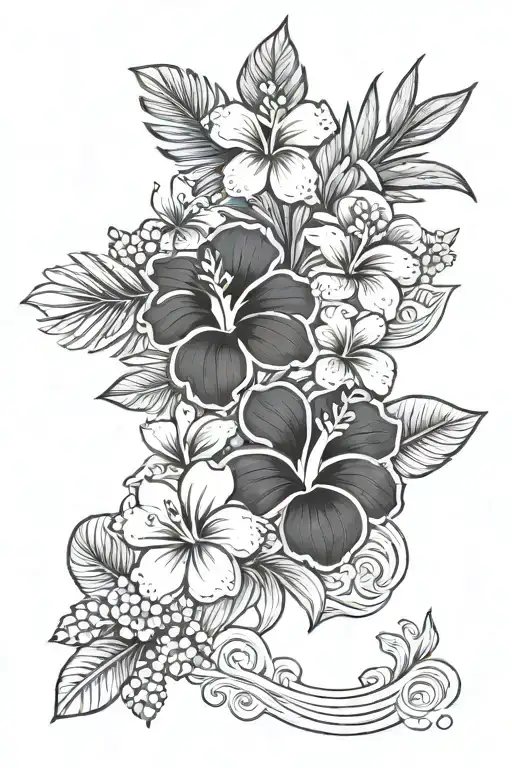 Hawaiian Family Symbol With Birth Flowers Growing