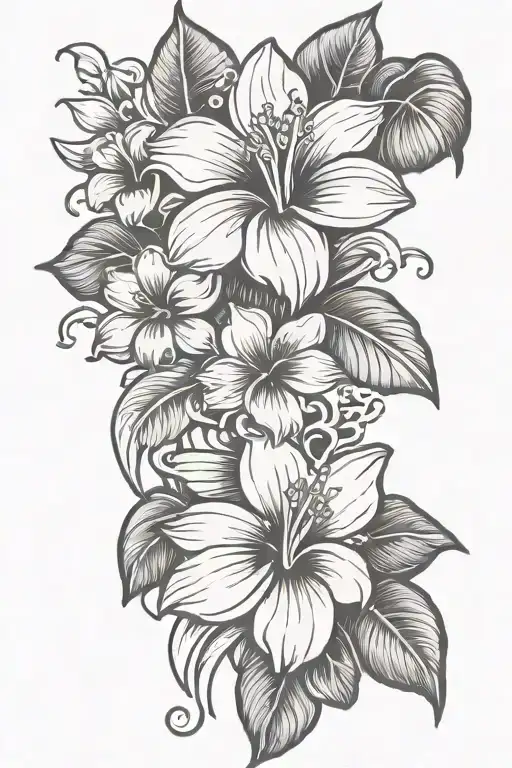 Simple Hawaiian Family Symbol With Birth Flowers