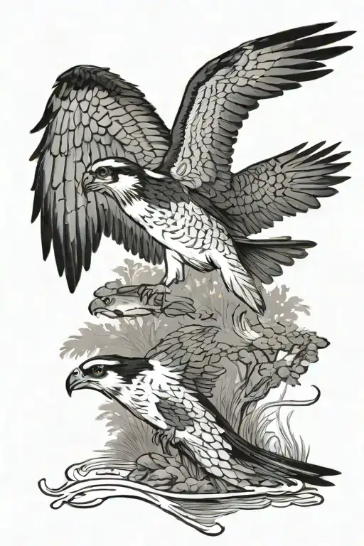 Osprey Flying Catching A Small Trout From The Water In The Forest