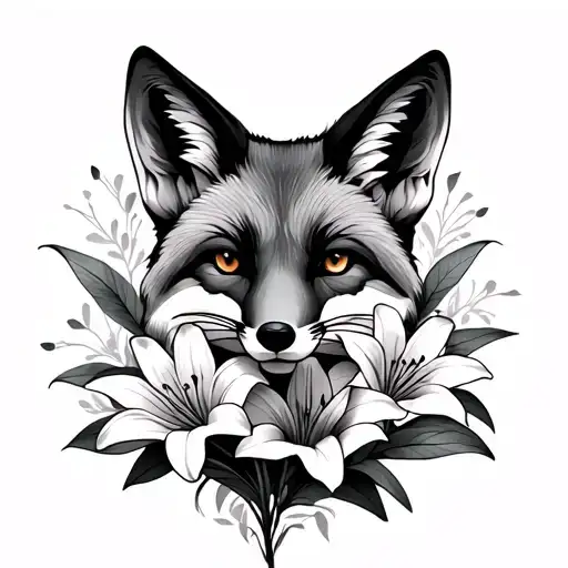 Fox With Lilies