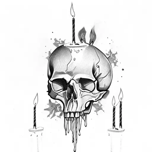 Skull With Melting Candles