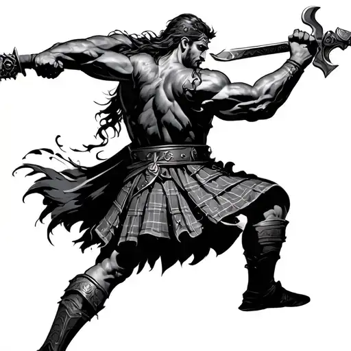 Scottish Warrior Fighting Germanic Warrior