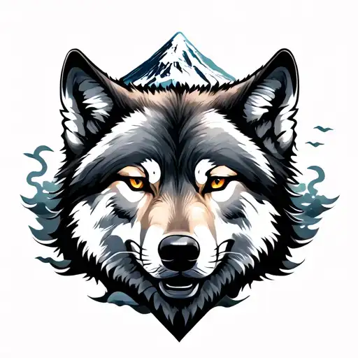 Mount Fuji And Wolf Surrounded