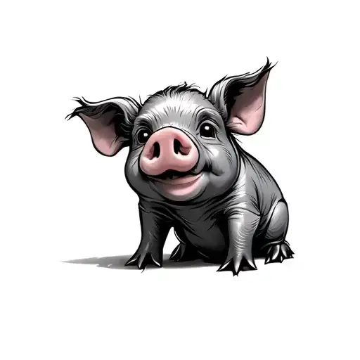 Cute Cartoon Pig Sitting