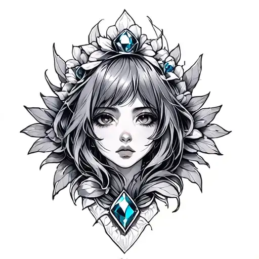 Anime Tattoo With Birth Stones Balanced