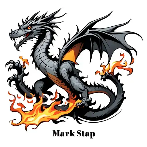 Dragon Blowing Fire With The Name Mark Stapp In The Flames