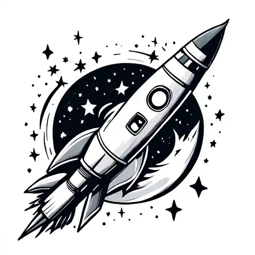 Rocket Moon And Stars