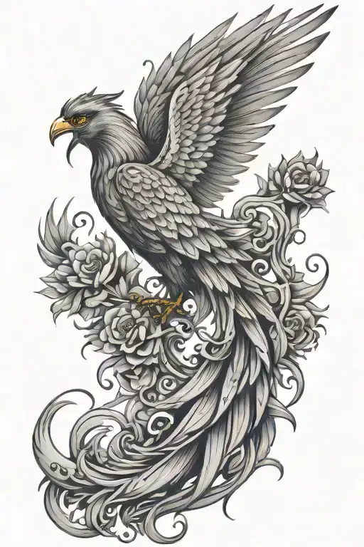 Phoenix On Ribs Down To Thigh