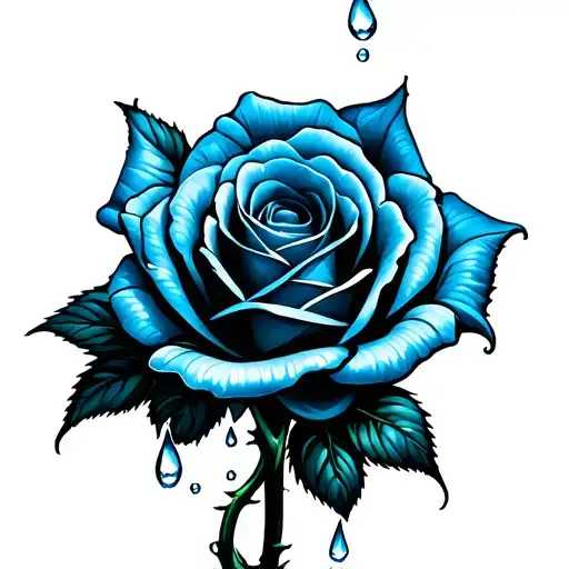 Black And Cold Bolt Blue Rose With Dew Drops Watering Flowers