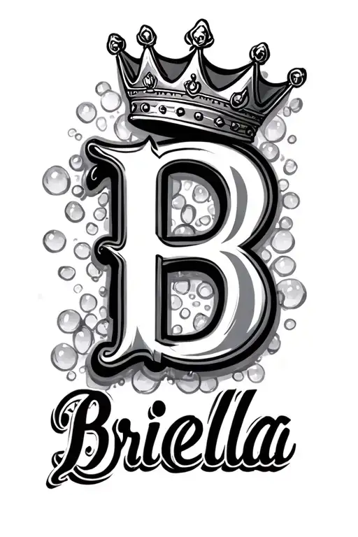 The Name Briella With A Crown On The B In Bubble Writing