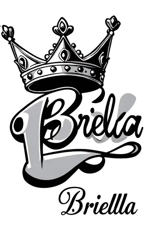 The Name Briella With A Crown At The Start Of The Name In Bubble Writing