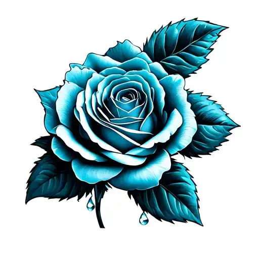 Black Cobolt Blue Rose With Dew Drops On The Flower