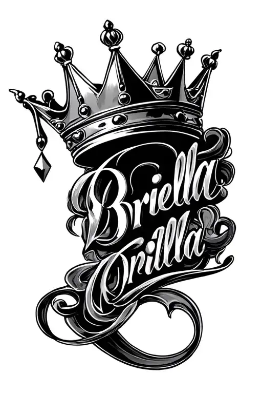 The Name Briella With A Crown At The Start Of The Name All In Bubble Writing