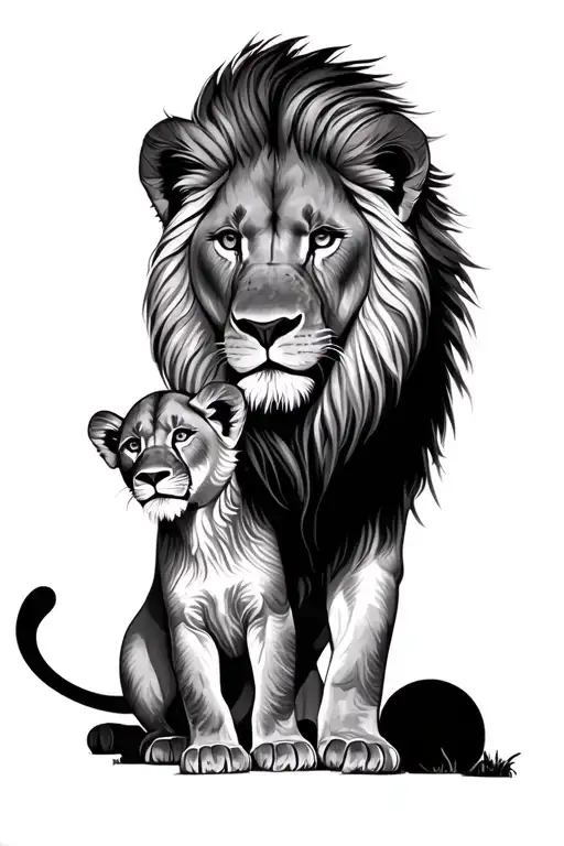 Lion And Cubs