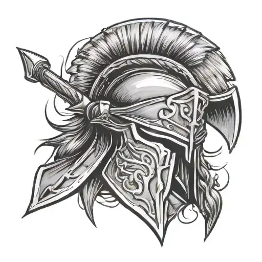 Spartan Kopis And Shield With Helmet