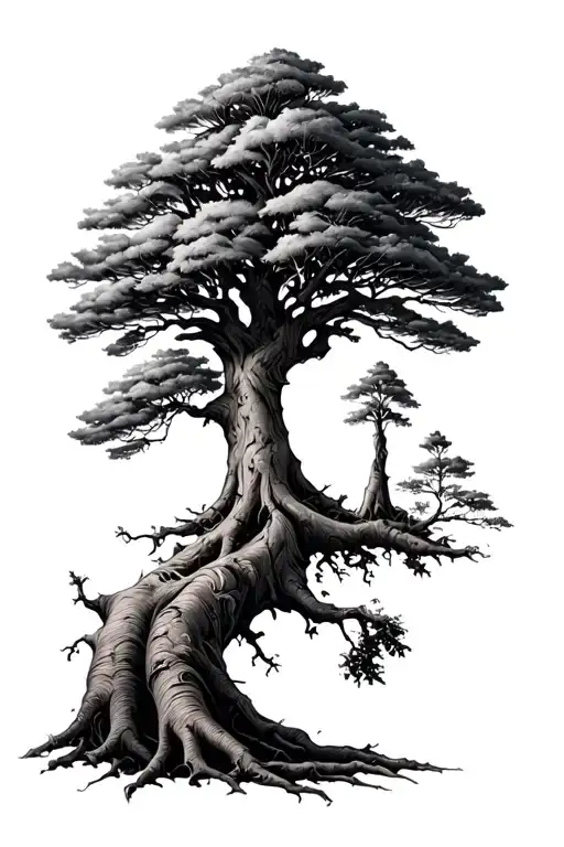 Two Trees Join Roots And In The Middle Grows Little Tree