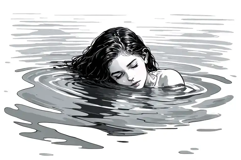 Girl Floating In Water