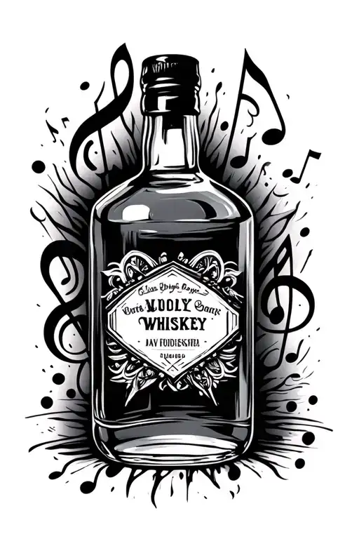 Whiskey Bottle And Music Notes Incorporated