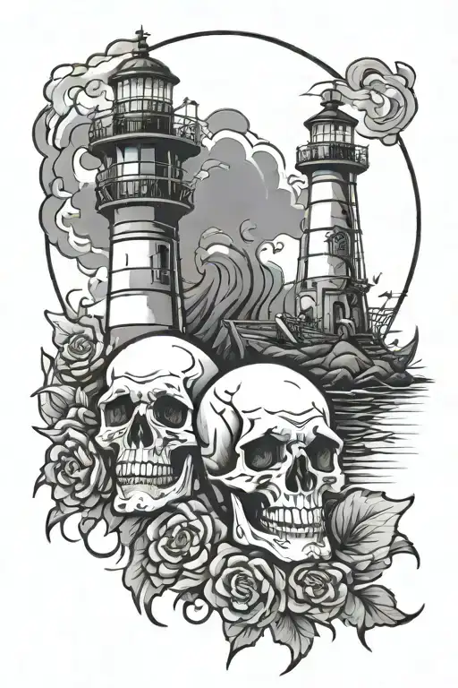 Skulls Lighthouse Burned Out Candle