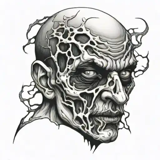 Dark Creepy Disfigured Face