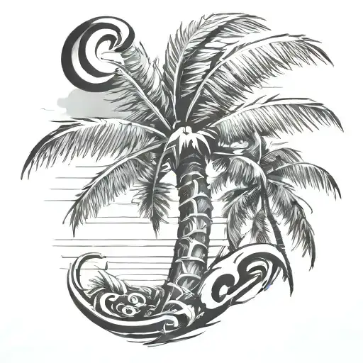 Palm Tree With A Letter C Carved In It