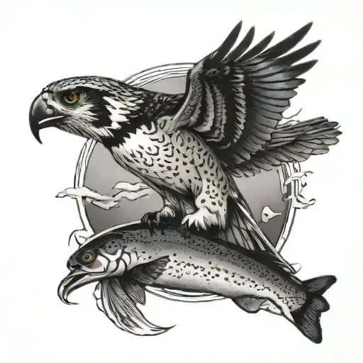 Osprey Catching A Rainbow Trout In The Canadian Wilderness