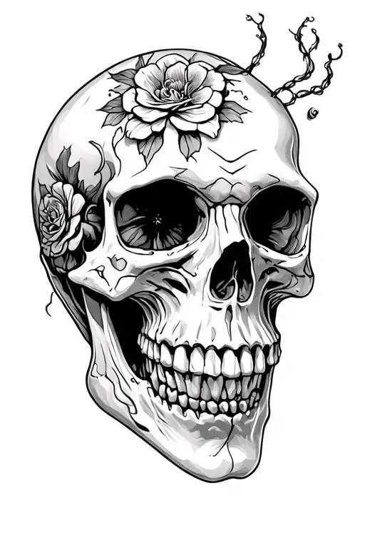 Skull Pulling Human Face Off