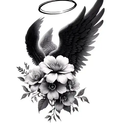 Flowers Angel Wings Halo Symbolizing