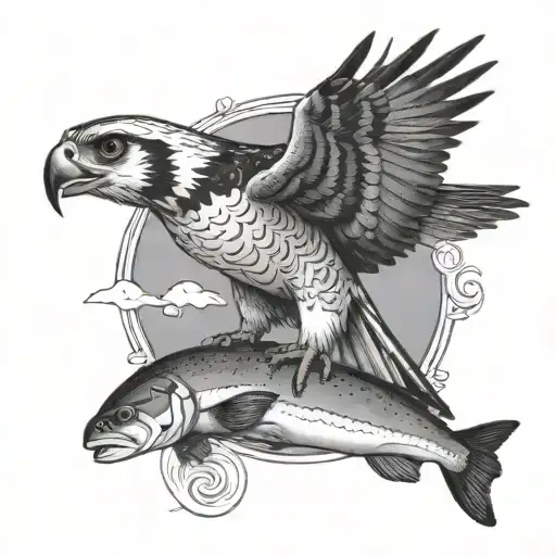 Osprey Catching A Rainbow Trout In The Canadian Wilderness