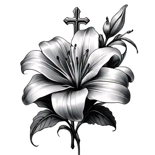 Women Lily Flower With Cross
