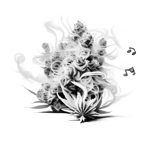 A Music Equalizer Made Of Smoke And Surrounded By Cannabis Leaves