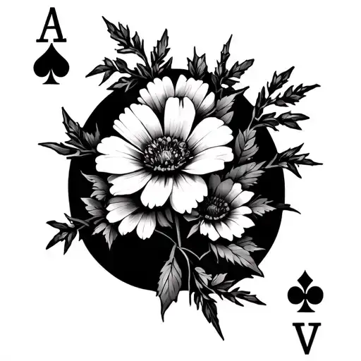 Playing Card Barbed Wire And Wild Flowers