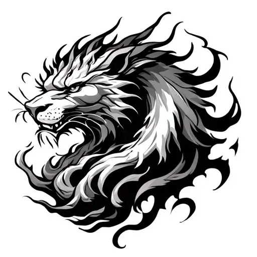 Lion Dragon Breathing Fire