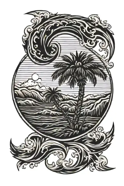 South Carolina Flag Crescent Moon With Waves In Front