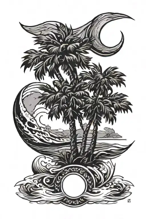 South Carolina Flag Crescent Moon With Waves In Front