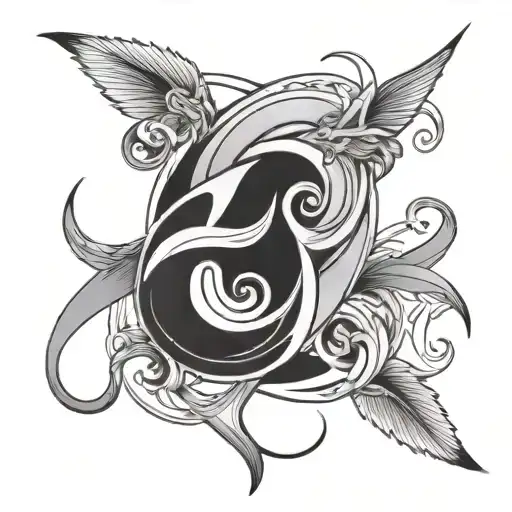 Aquarius Pisces Symbol Intertwined