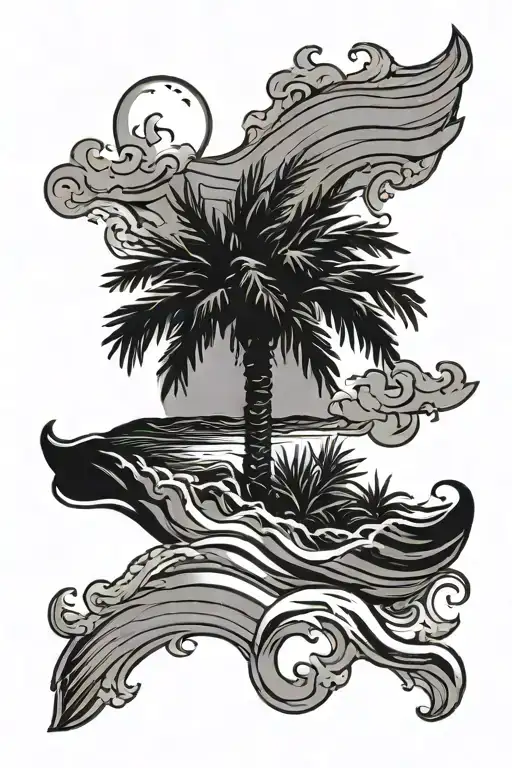 South Carolina Flag Crescent Moon With Waves In Front