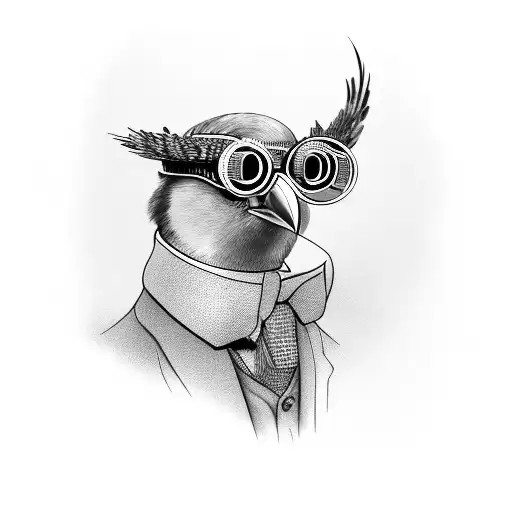Portrait Of Dapper Bird Wearing Circular Glasses