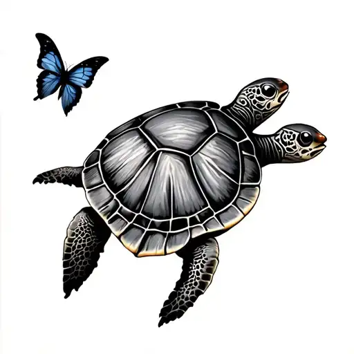 Turtle And Butterfly