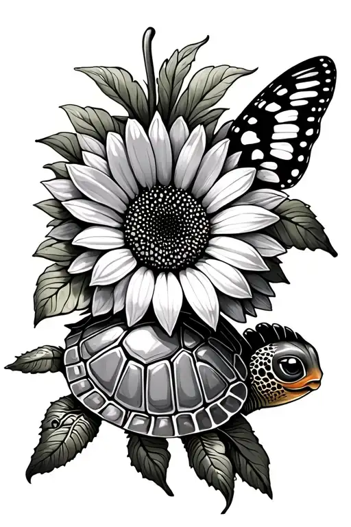 Butterfly Turtle Sunflower Growing
