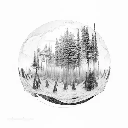 A Surreal Landscape Featuring A City Skyline Merging With A Forest