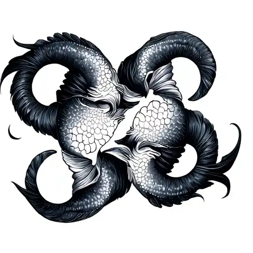 Pisces And Aries Zodiac Signs Intertwined