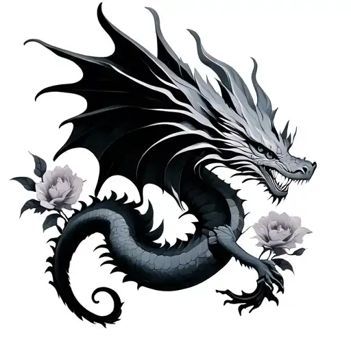 Floral Dragon Flying