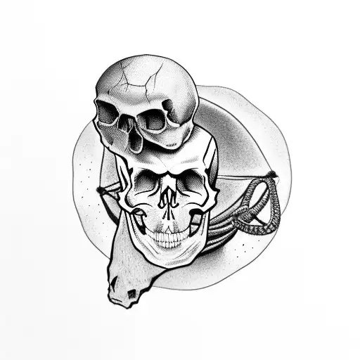 Skull On A Hammock In The Desert With A Camel Tattoo