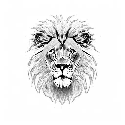 Lion Cut In A Cross With Background