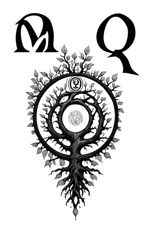 Tree Of Life Comprising Letter M And Q Inside