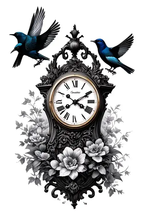 Antique Clock With Birds