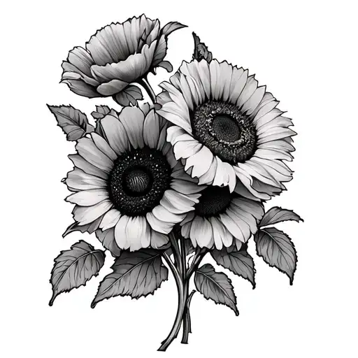 Poppy Ivy And Sunflower Intertwined With Poppy Marnie And Ivy In Text