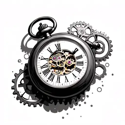 4 Pocket Watch With Gears Background