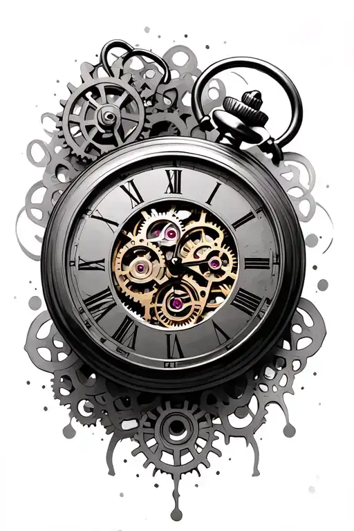 4 Pocket Watch With Gears Background